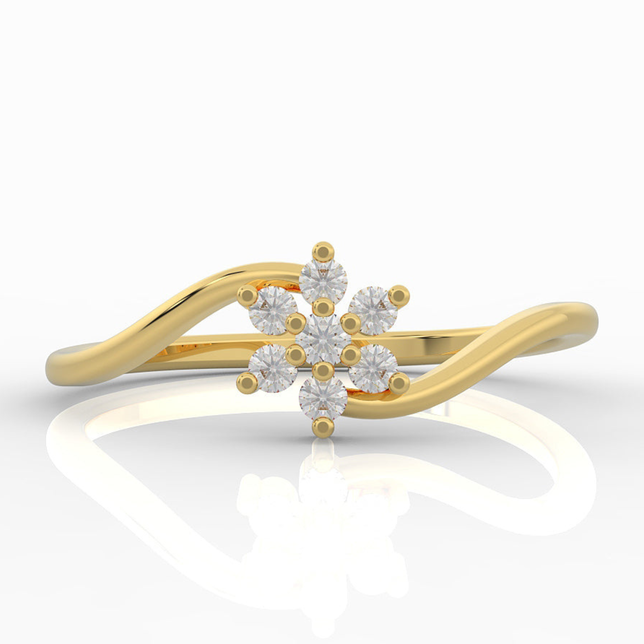 Sparkling Flower Solitaire Ring, Hallmarked 925 Sterling Silver